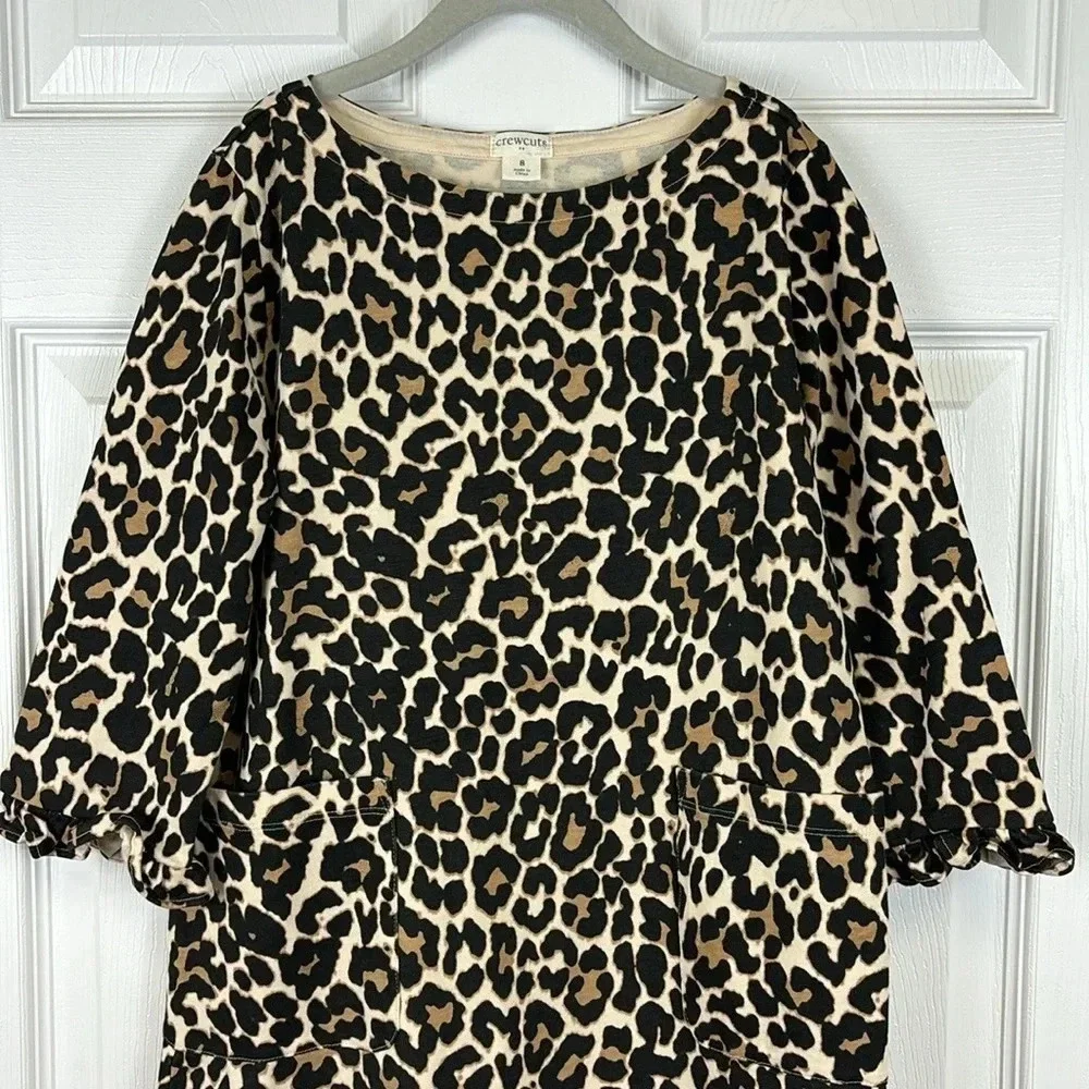 Crewcuts leopard print long sleeve dress sz 8